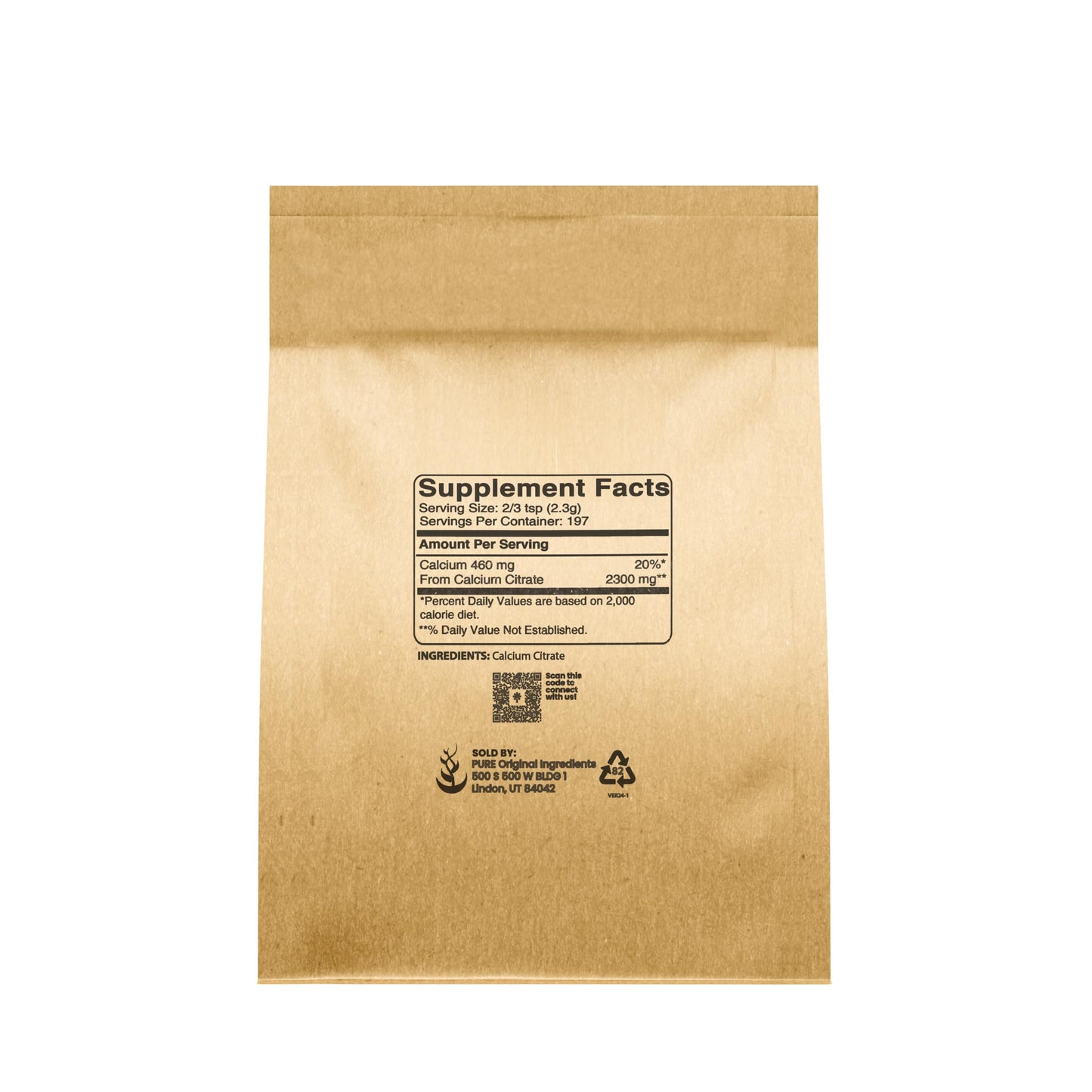 Pure Original Calcium Citrate Powder (1 lb) - No Additives or Fillers