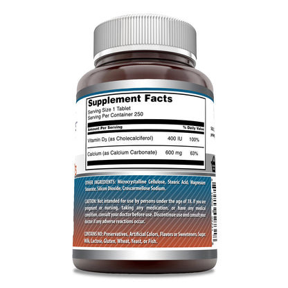 Amazing Formulas Calcium with Vitamin D3 - 250 Count, Non-GMO, Gluten-Free, Made in USA