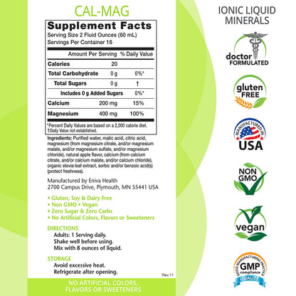 Liquid Ionic Calcium Magnesium Supplement (32oz) – Healthy Bones, Hair & Nails | Eniva Health