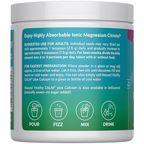 Natural Vitality CALM Magnesium Drink Mix Plus Calcium – Raspberry Lemon (8 oz)