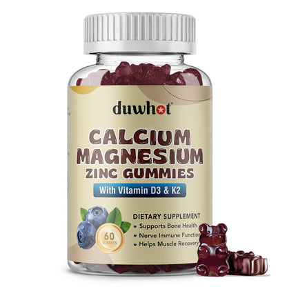Calcium Magnesium Zinc Gummies for Women - 1000 mg, D3 & K2, 60 Ct