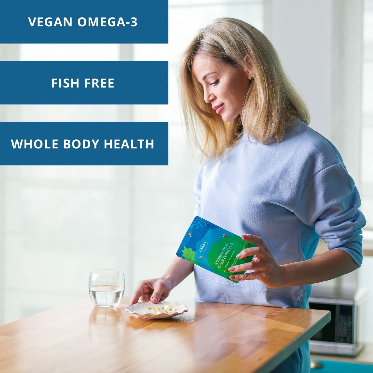 Calgee Vegan Omega-3 450mg DHA + EPA from Algae | Carrageenan-Free Softgels (120 Ct)