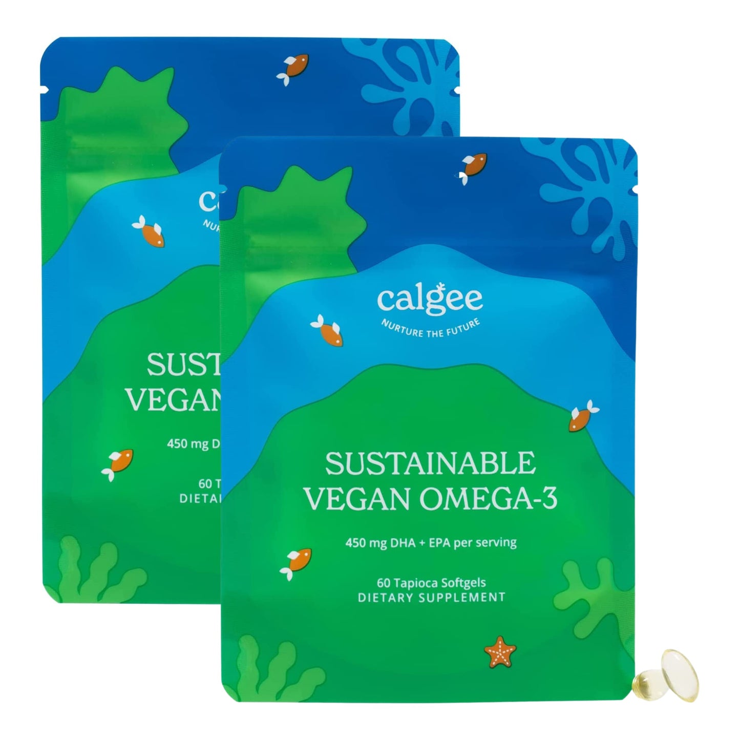 Calgee Vegan Omega-3 450mg DHA + EPA from Algae | Carrageenan-Free Softgels (120 Ct)