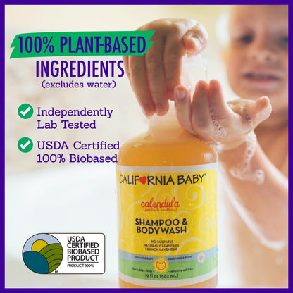 California Baby Calendula 2-in-1 Shampoo & Body Wash | Plant-Based & Hypoallergenic