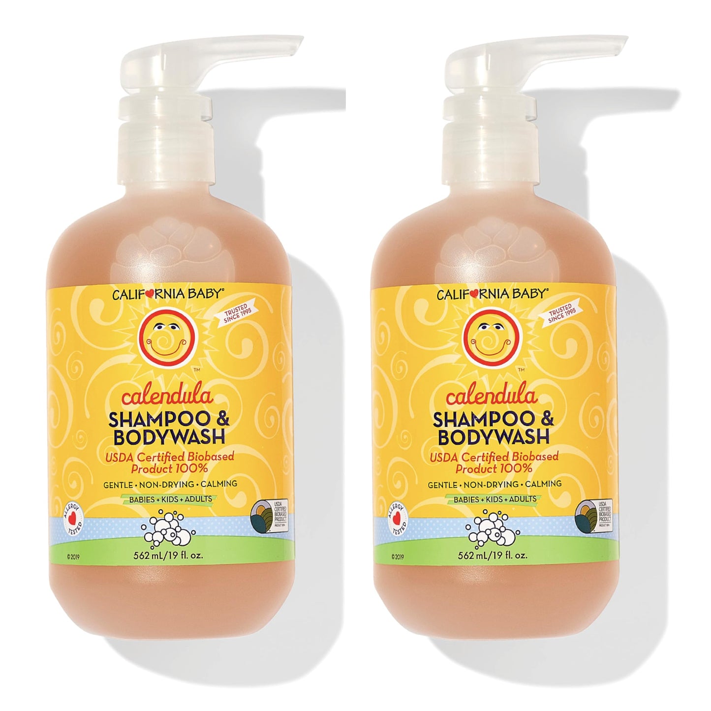 California Baby Calendula Baby Shampoo + Wash 2-Pack – Plant-Based, Hypoallergenic