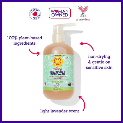 California Baby Calming Baby Shampoo + Body Wash – 100% Plant-Based, Lavender, Hypoallergenic