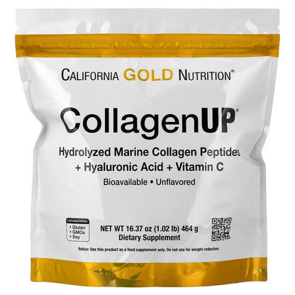 California Gold Nutrition CollagenUP® — Marine Collagen Peptides with Hyaluronic Acid & Vitamin C, Unflavored, 464 g