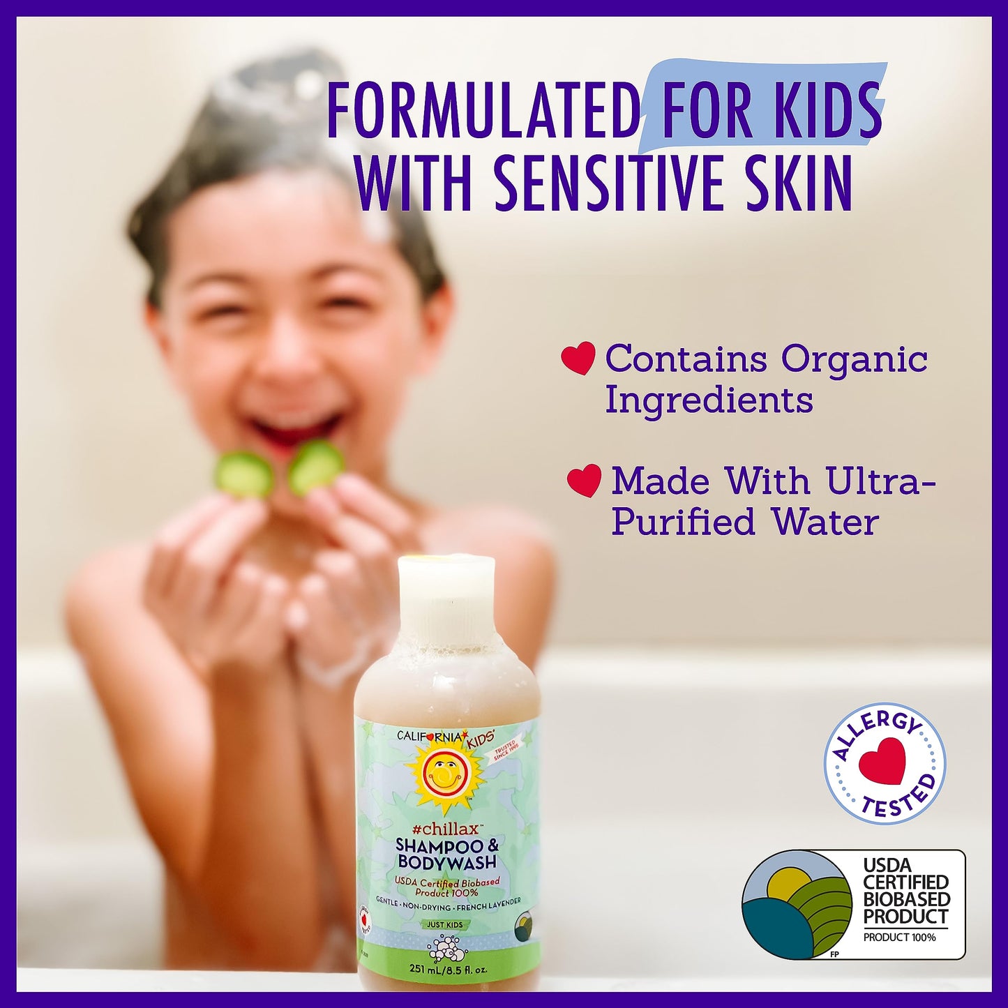 California Kids Chillax Shampoo & Bodywash – 100% Plant-Based, Gentle Lavender (562 mL / 19 oz)