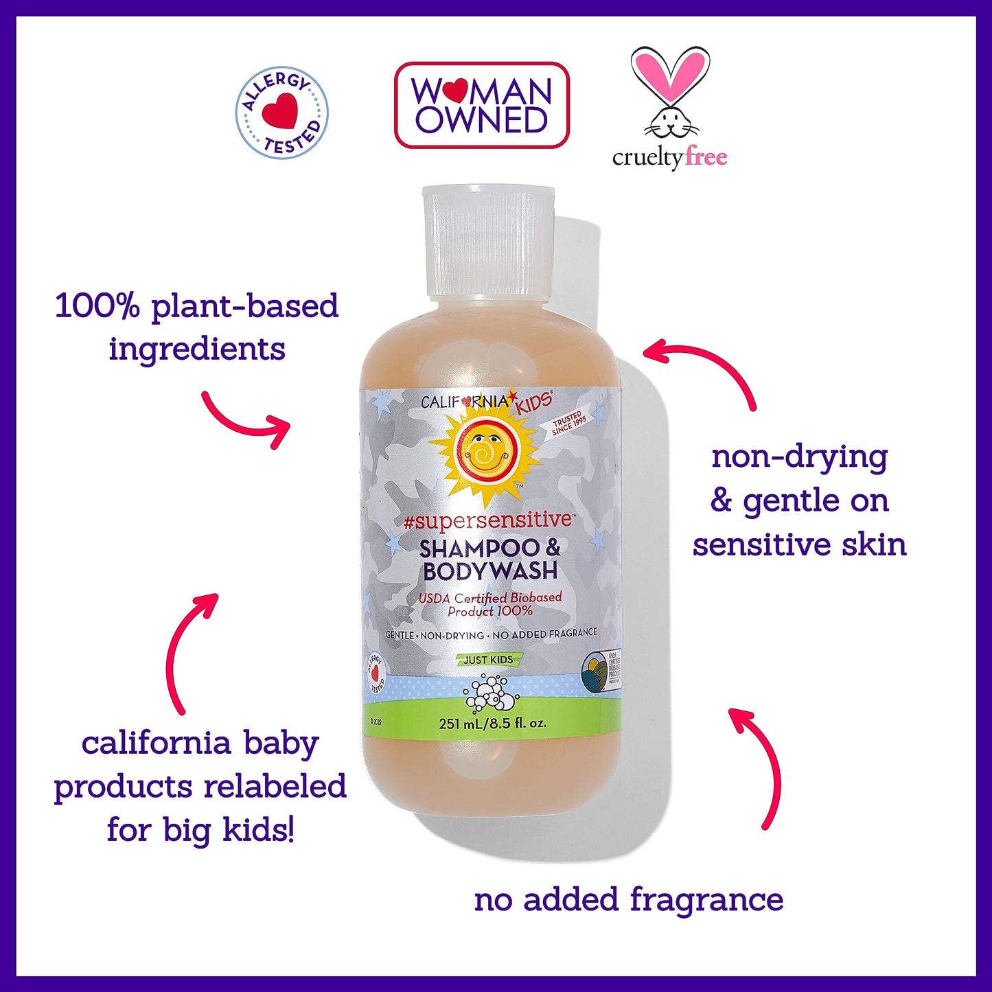 California Kids Shampoo + Body Wash - Super Sensitive Unscented | 8.5 oz