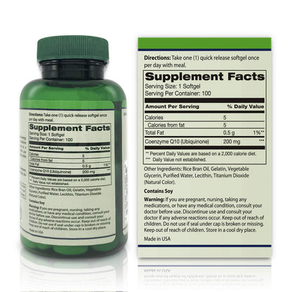 California Nutrition CoQ10 200mg Softgels – High-Absorption CoQ10 (100-Count)