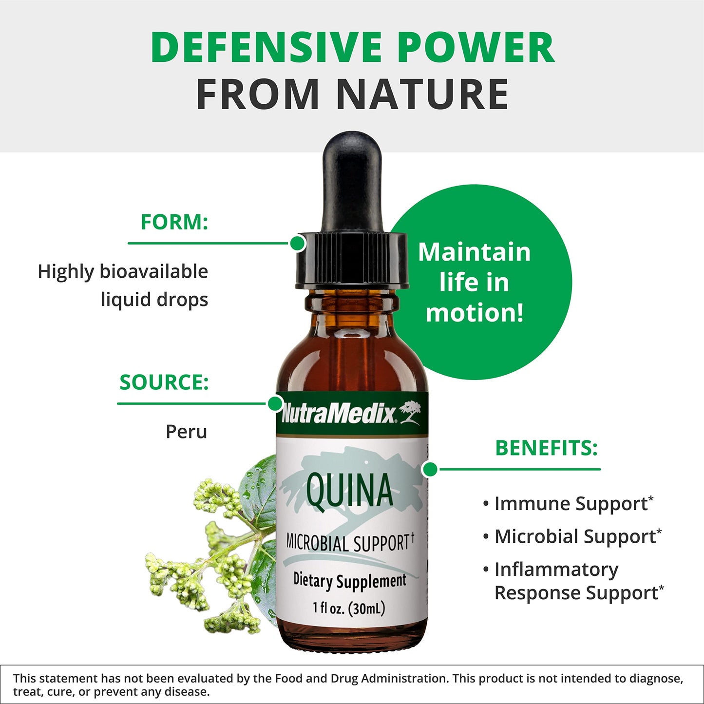 NutraMedix Quina Herbal Extract – Immune Support Liquid Drops (Peru Calisaya Bark) 1oz/30ml