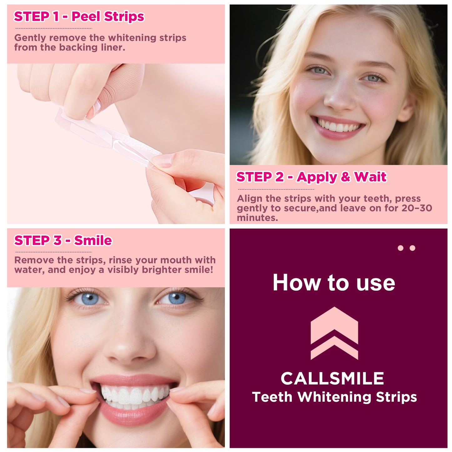 CALLSMILE Teeth Whitening Strips - Sensitive Teeth, Coconut Formula, 28 Strips (14 Days)