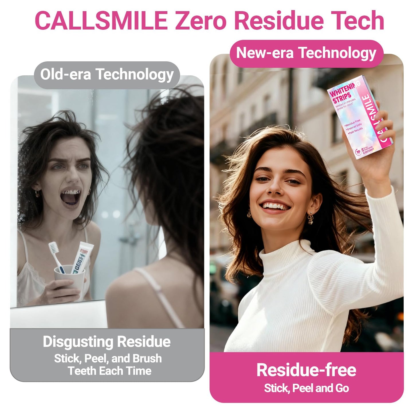 CALLSMILE Teeth Whitening Strips - Sensitive Teeth, Coconut Formula, 28 Strips (14 Days)