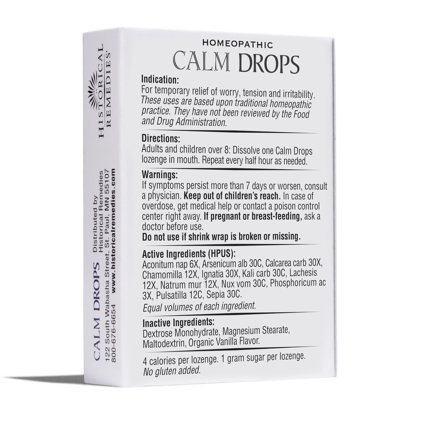 Calm Drops Homeopathic Lozenges – Vegan, Gluten-Free Vanilla Flavor