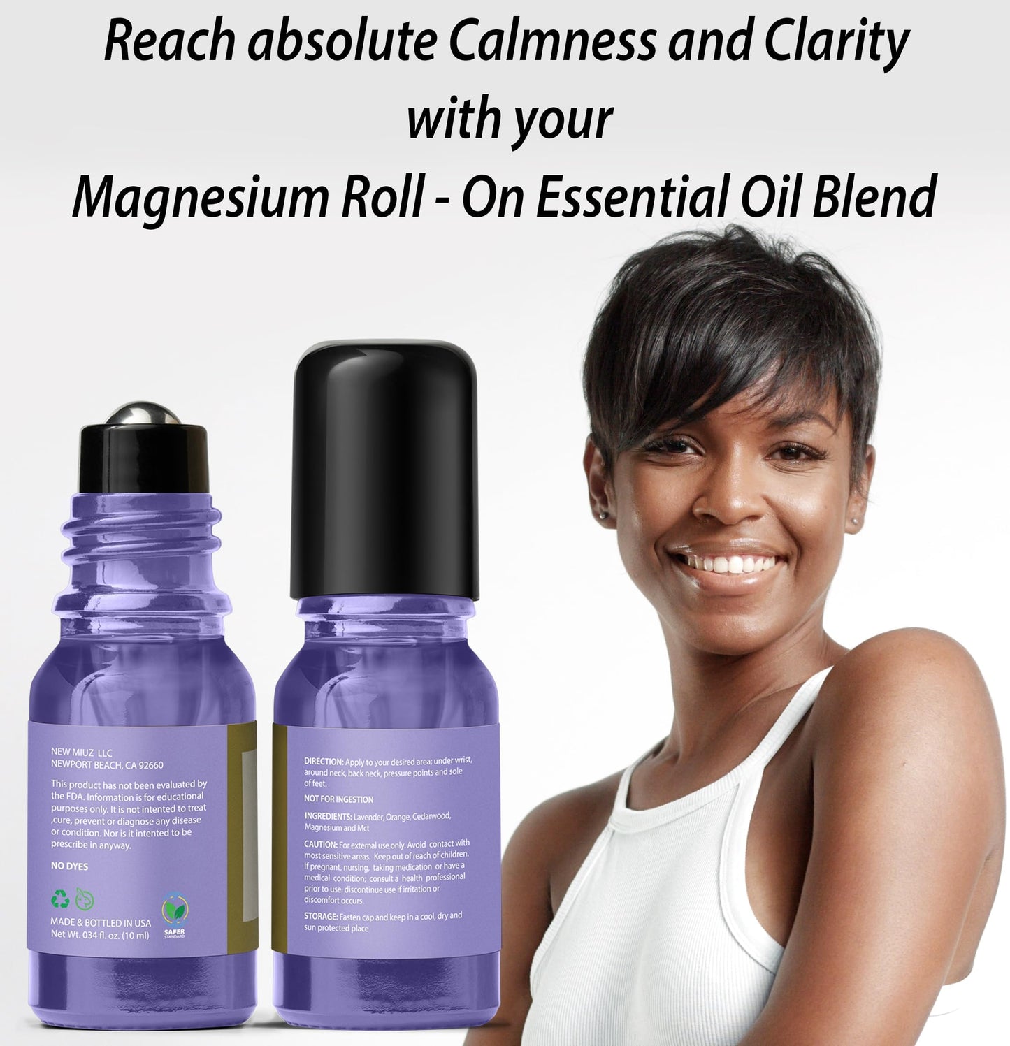 Calm Magnesium Roller - Lavender Orange Cedarwood Essential Oil Roll-On
