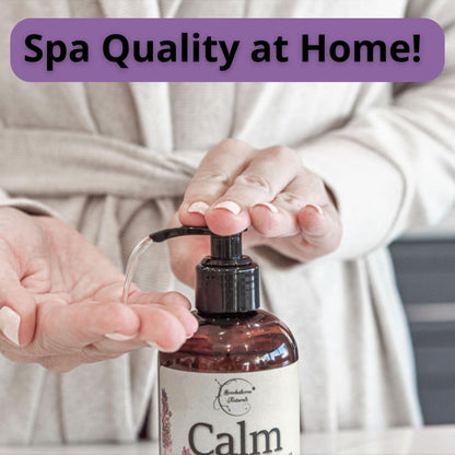 Calm Massage Oil with Lavender & Roman Chamomile – All-Natural, Nut-Free, 8oz | Brookethorne Naturals