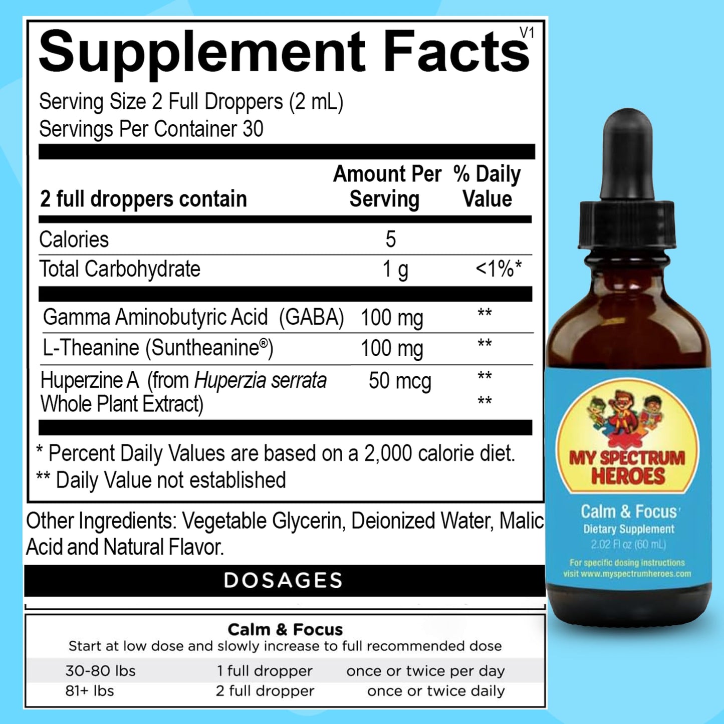 Calm & Focus Drops – Brain Support with L-theanine, GABA | My Spectrum Heroes