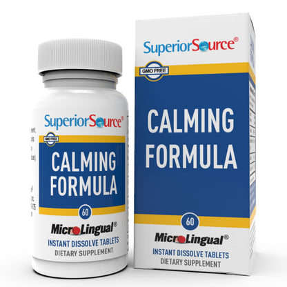 Superior Source Calming Formula – L-Theanine, 5-HTP & Melatonin MicroLingual Tablets (60 Ct) – Non-GMO