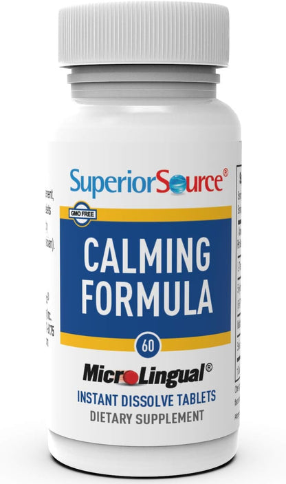 Superior Source Calming Formula with L-Theanine, 5-HTP & Melatonin - 60-Count MicroLingual Sleep Support (Pack of 2)