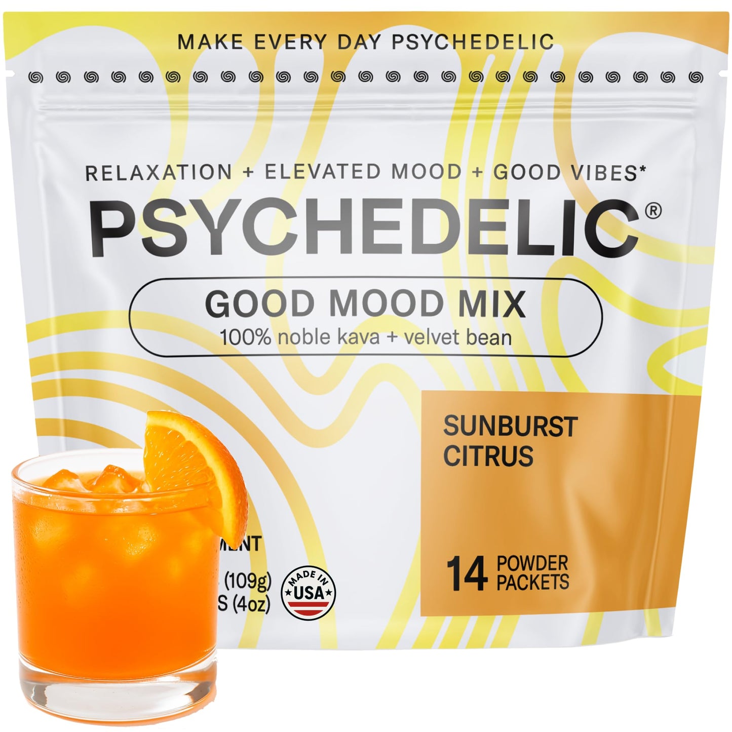 Calming Kava Drink Mix – Sunburst Citrus, 14 Sticks