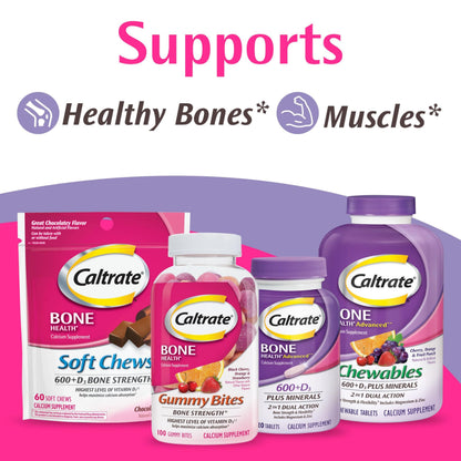 Caltrate Chewables 600+D3 Plus Minerals – Sugar Free, 60 Count