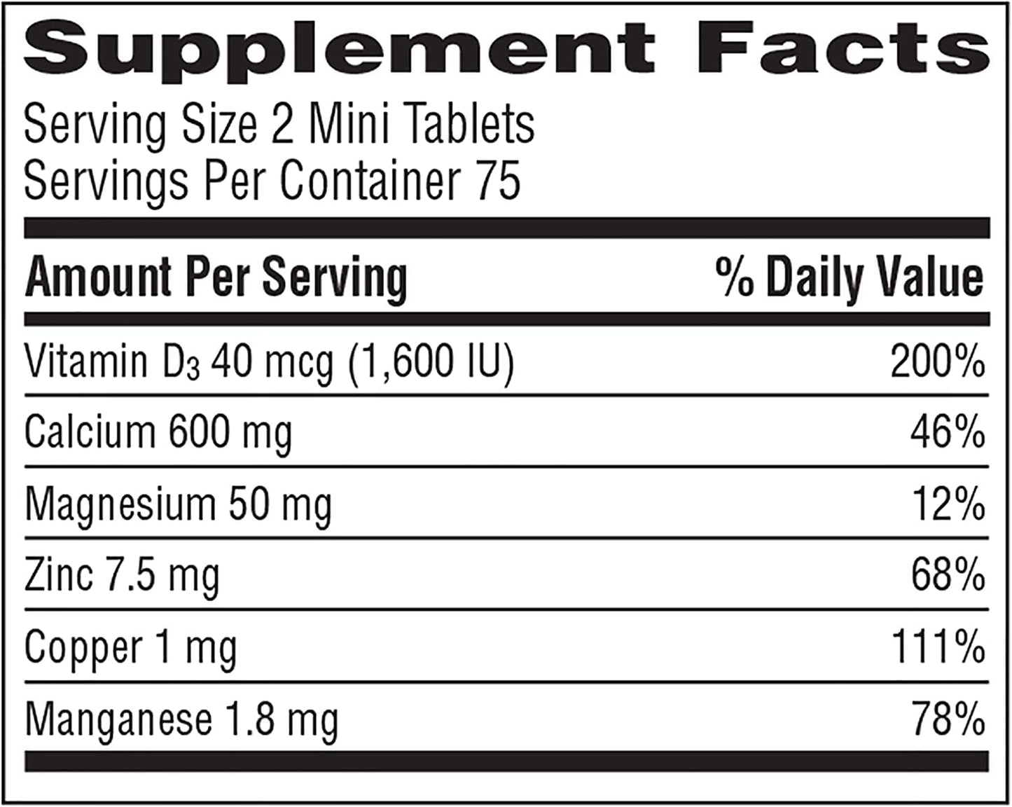 Caltrate Minis + Minerals – 150 Count (Pack of 2) | Calcium + Vitamin D3 + Zinc, Copper & Manganese