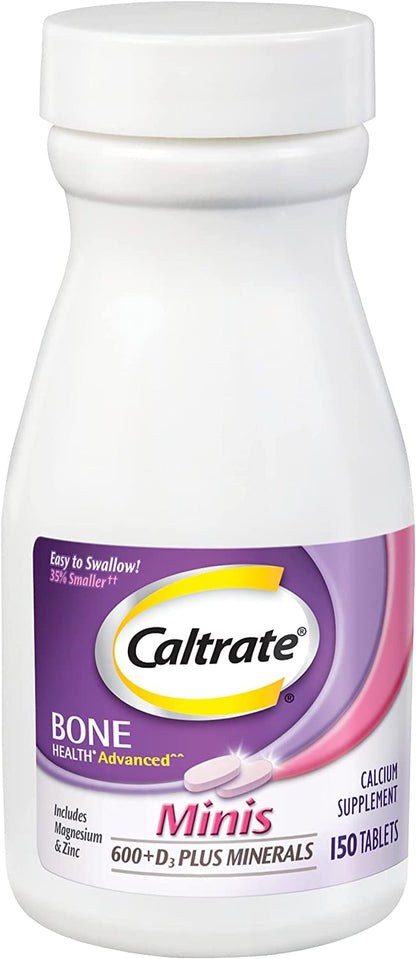 Caltrate Minis + Minerals – 150 Count (Pack of 2) | Calcium + Vitamin D3 + Zinc, Copper & Manganese