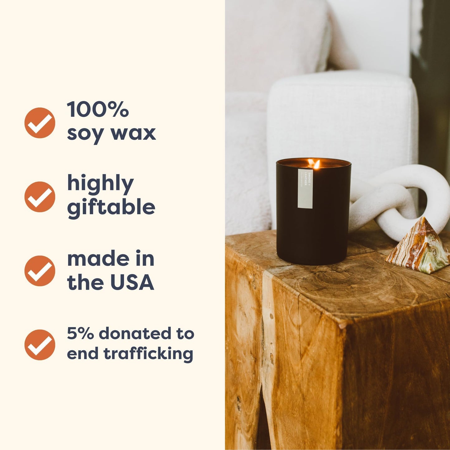 Calyan Wax Co. Apples & Maple Bourbon Candle – 75-Hour Burn, Non-Toxic Soy, Black Tumbler Jar 10.2oz