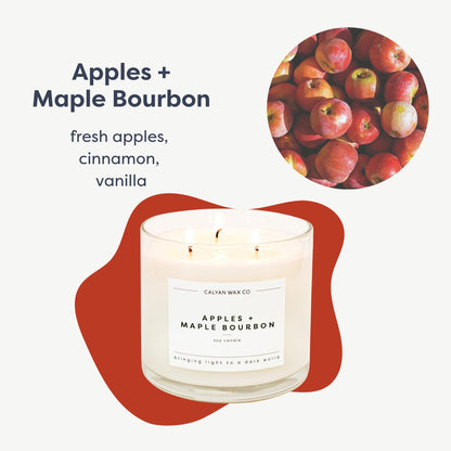 Calyan Wax Co. Apples & Maple Bourbon 3 Wick Soy Candle – 14.9oz