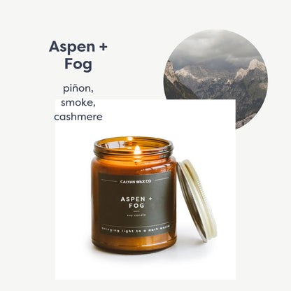 Calyan Wax Co. Aspen & Fog Candle – 7.2oz, 57 Hour Burn, Non-Toxic Soy