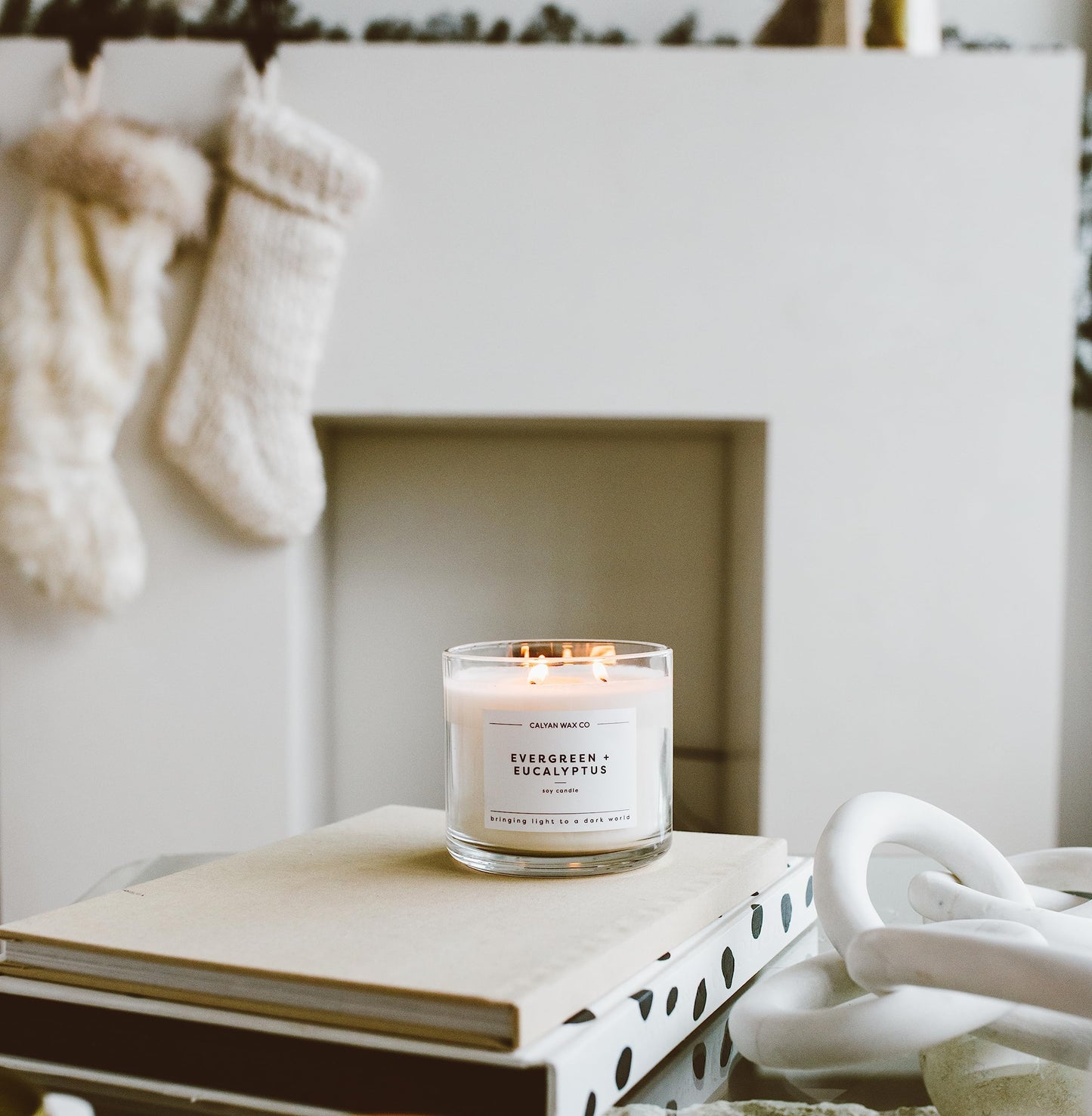 Calyan Wax Co. Evergreen & Eucalyptus 3-Wick Soy Candle – 14.9oz, 43h Burn