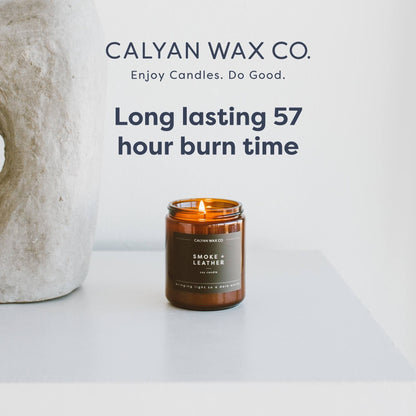 Calyan Wax Co. Evergreen & Eucalyptus Candle — 57-Hour Burn, Non-Toxic Soy, Amber Jar 7.2oz