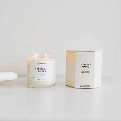 Calyan Wax Co. Smoke & Leather 2-Wick Soy Candle – 37-Hour Burn, 8.8oz