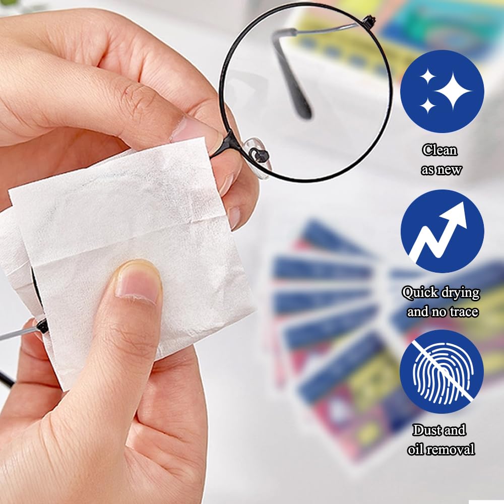 Glasses Wipes Lens Cleaner – 400 Pre-Moistened Wipes | Safe Cleaning for Glasses, Screens & Lenses