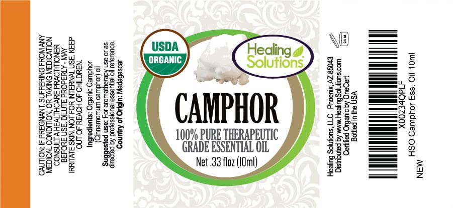 Healing Solutions Camphor Essential Oil 10ml – Organic, Pure, Therapeutic Grade