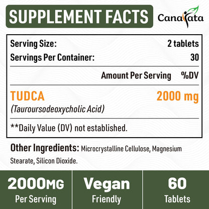 Canarata TUDCA 2000mg – Liver Detox, Bile Salts Support & Liver Health – 60 Day Supply