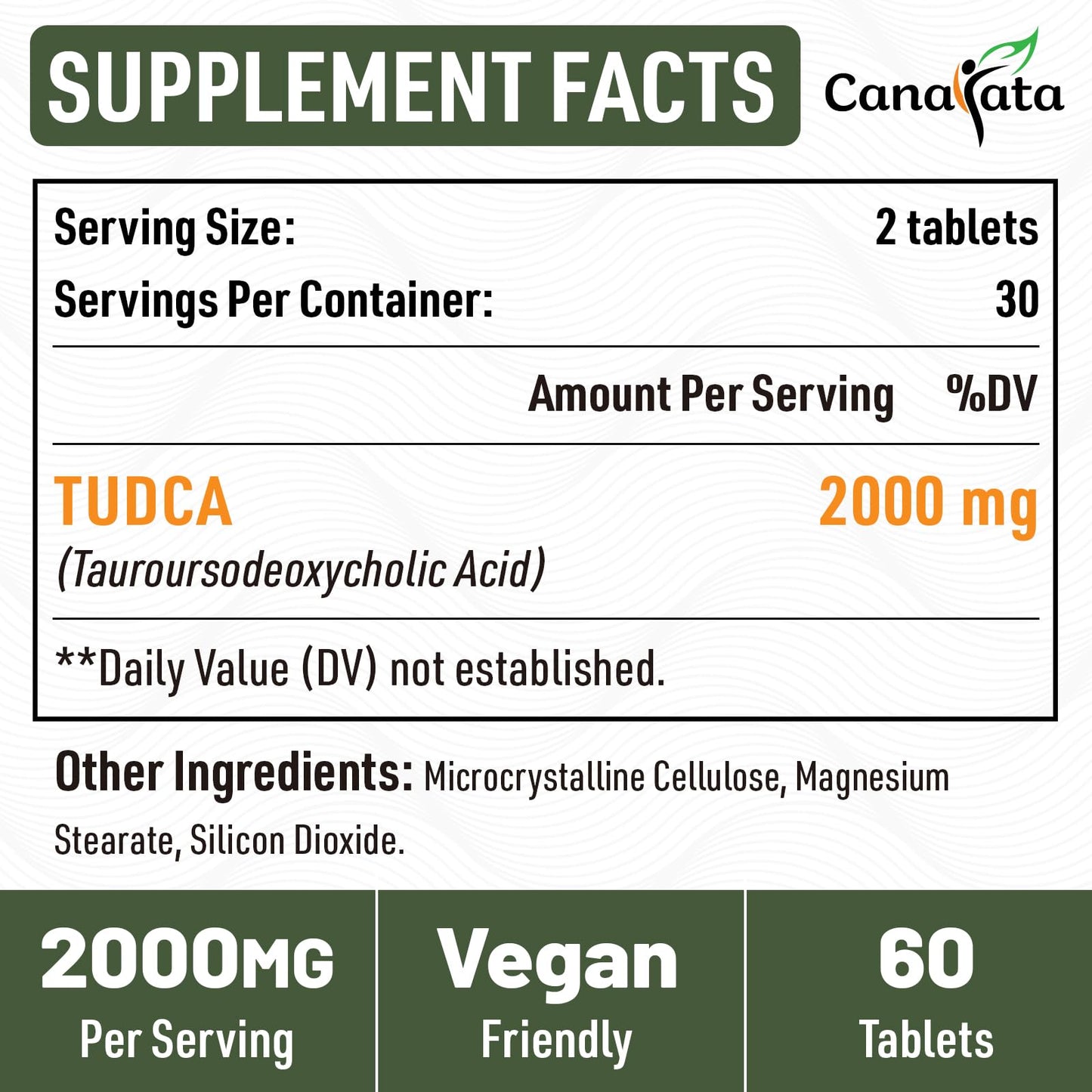 Canarata TUDCA 2000mg – Liver Detox, Bile Salts Support & Liver Health – 60 Day Supply