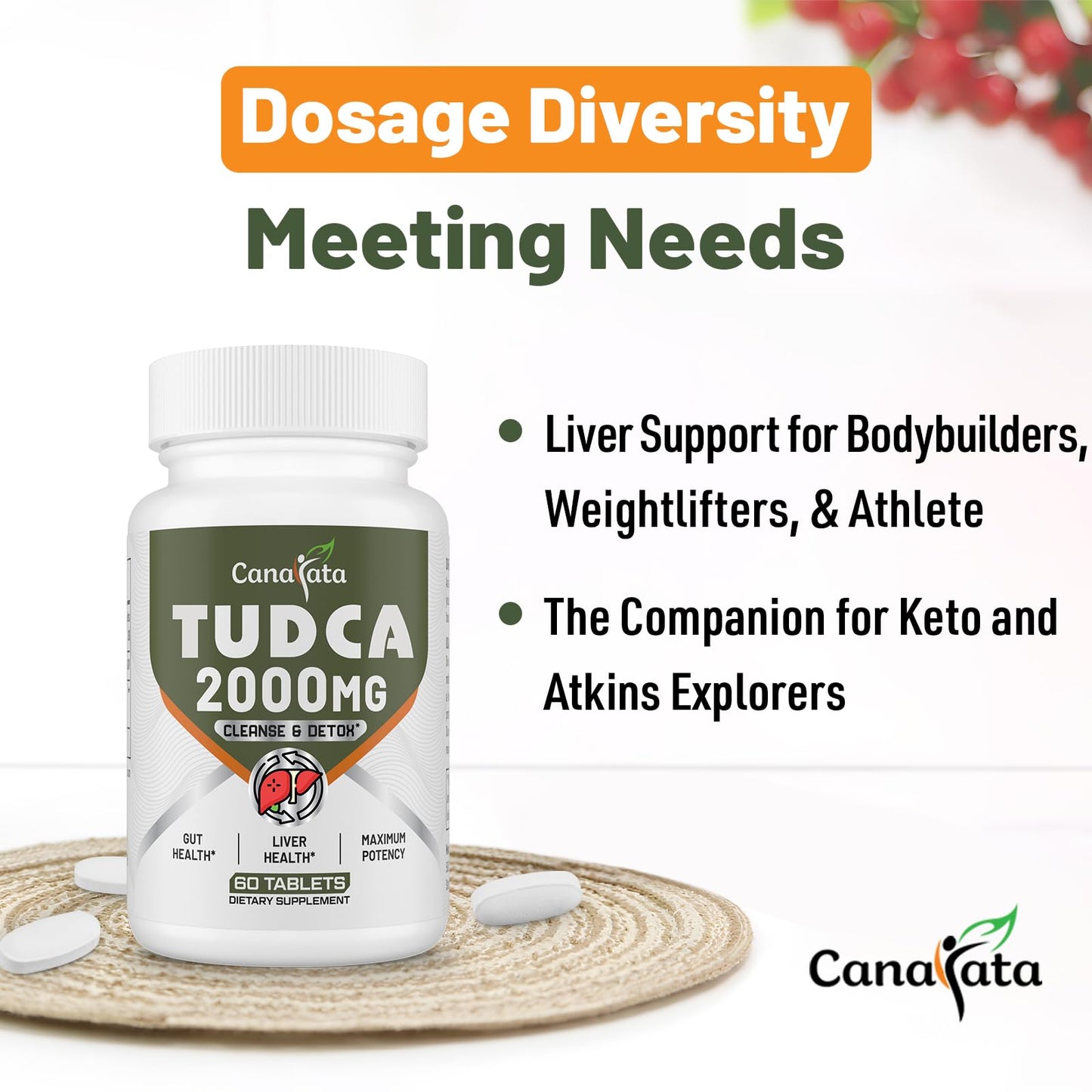 Canarata TUDCA 2000mg – Liver Detox, Bile Salts Support & Liver Health – 60 Day Supply