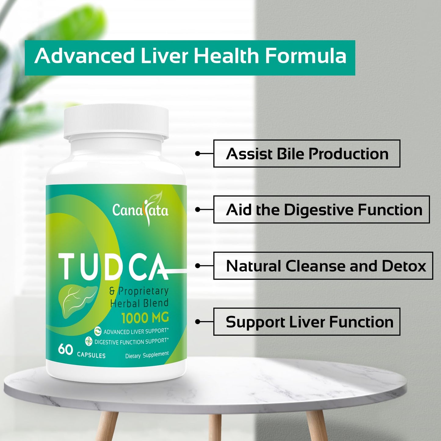 Canarata TUDCA Liver Support 1000mg – 120 Vegan Capsules with Milk Thistle