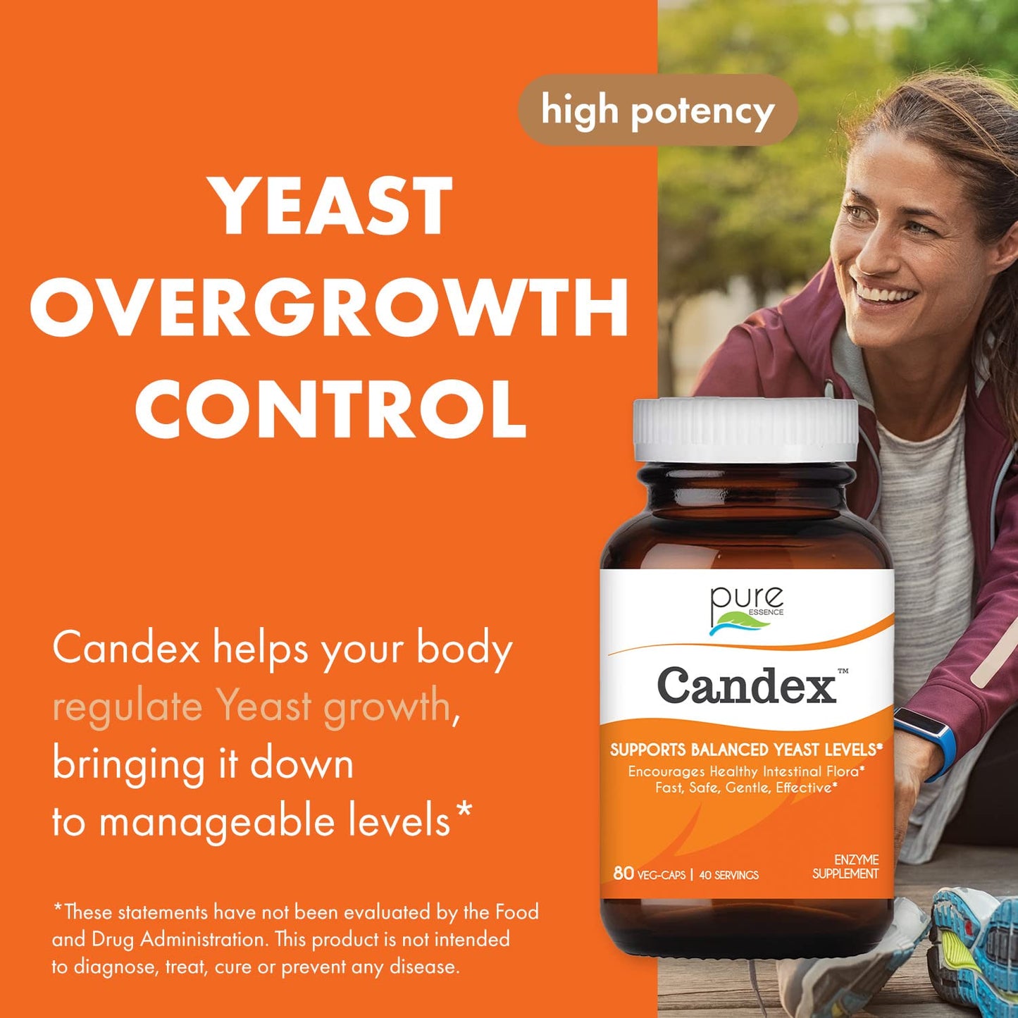 Pure Essence Candex Supplement – Yeast Overgrowth Support with Digestive Enzymes | 80 Capsules | Pure Essence Labs