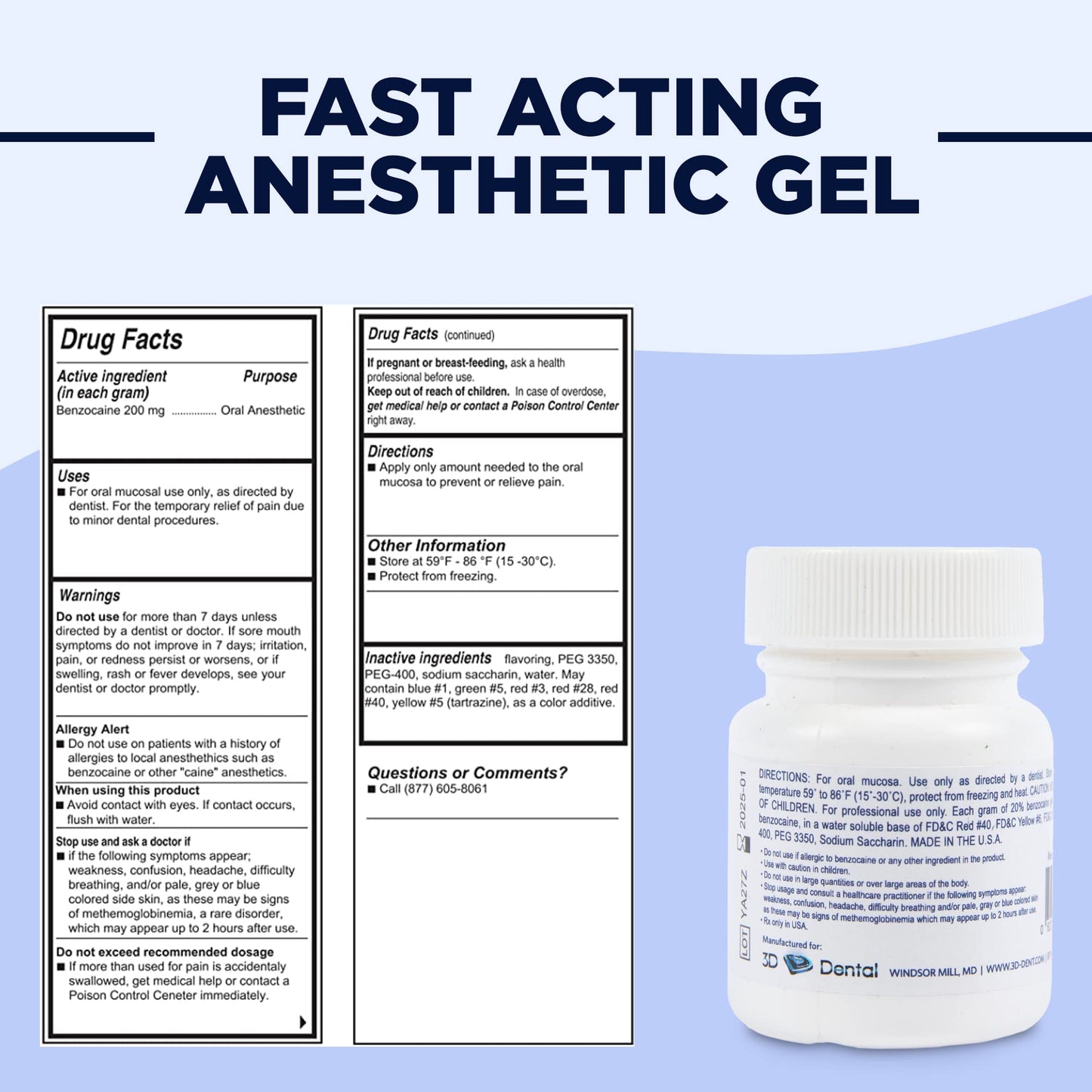 Dynamic Dental Candi Caine Topical Anesthetic Gel – 1 oz Bubble Gum Flavor