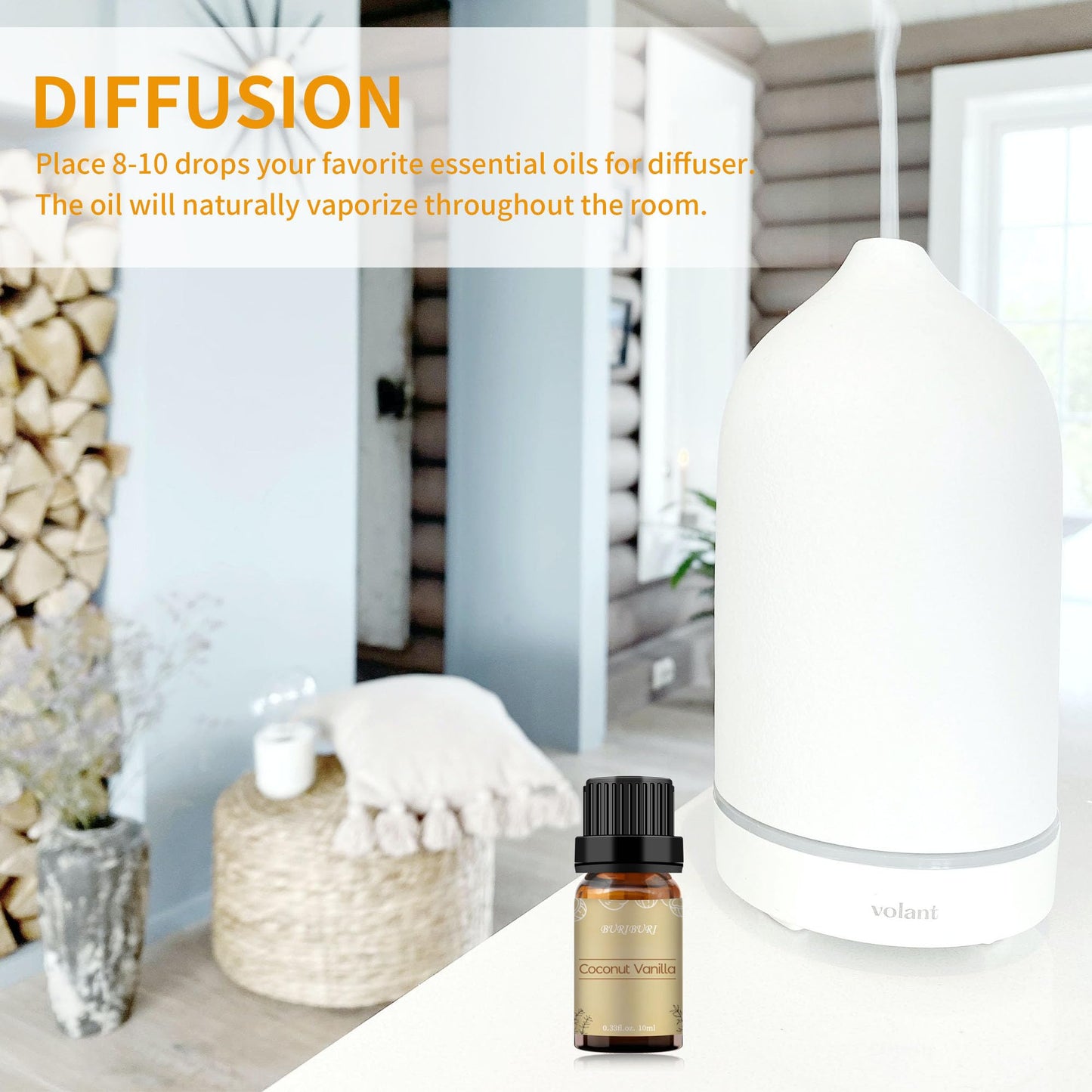 BURIBURI Coconut Vanilla Essential Oil 10ml | Premium Grade Scented Oil for Diffusers, Massage, Candles & Soap