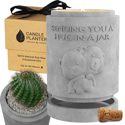 Candle Planter Hug in a Jar – Aromatherapy Soy Candle & Succulent Planter