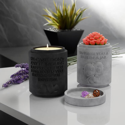 Candle Planter Hug in a Jar – Aromatherapy Soy Candle & Succulent Planter