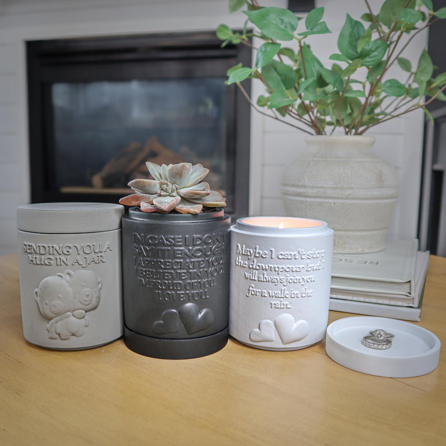 Candle Planter Hug in a Jar – Aromatherapy Soy Candle & Succulent Planter