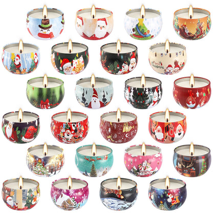 24Pack Christmas Scented Candle Tins Gift Set – Soy Wax, Smokeless, 2.5oz