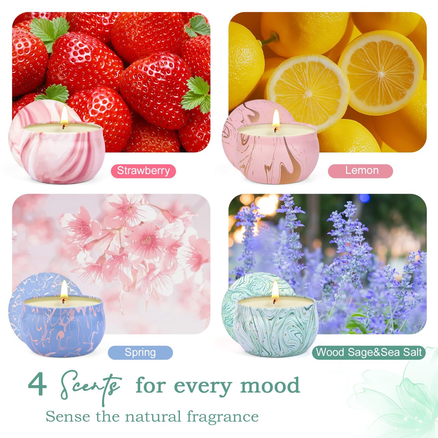 Candle Gifts: 4-Pack Scented Aromatherapy Soy Candles Gift Set