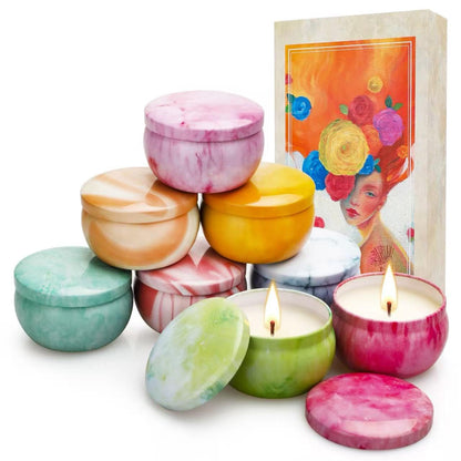 Candles 8 Pack - French Artistic Scented Gift Set for Women - Paris-Inspired
