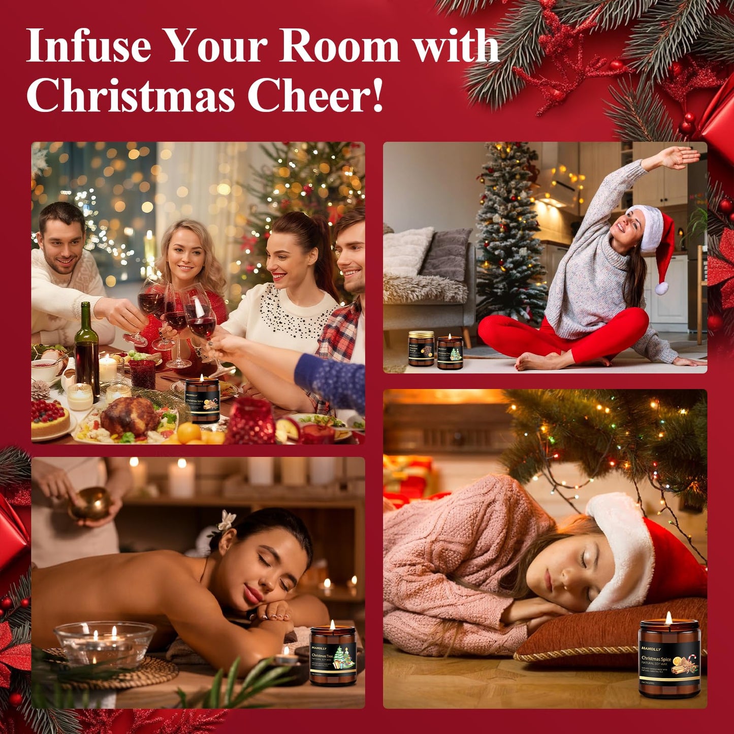 Christmas Scented Candles Set – 6 Pack Soy Candles for Holiday Gifts