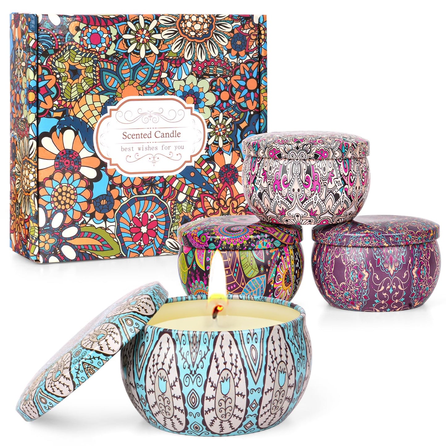 Candles for Women | 4 Pack Scented Soy Wax Gift Set | Long-Lasting Aromatherapy